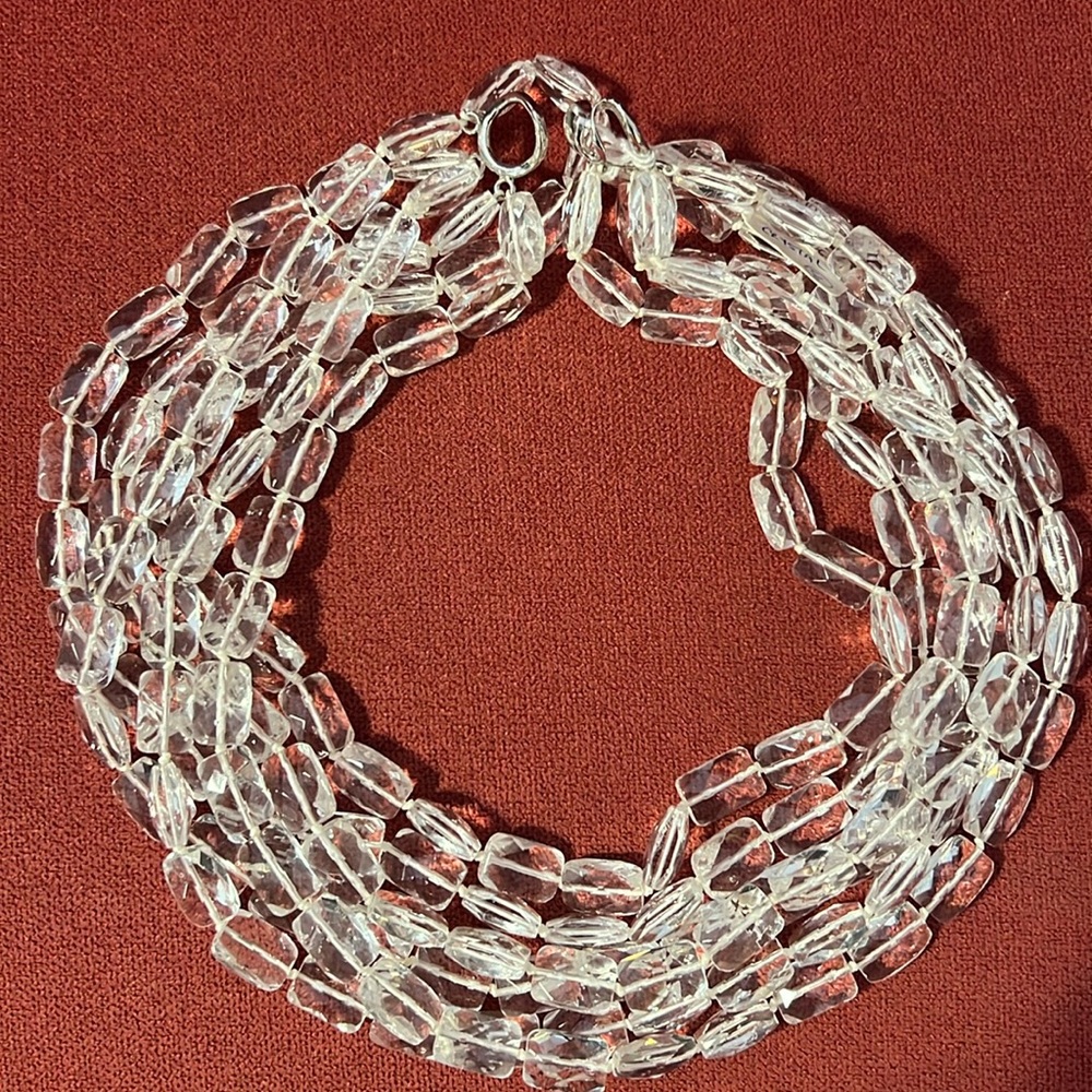 Clear 5 strand sterling designer choker necklace
With extender